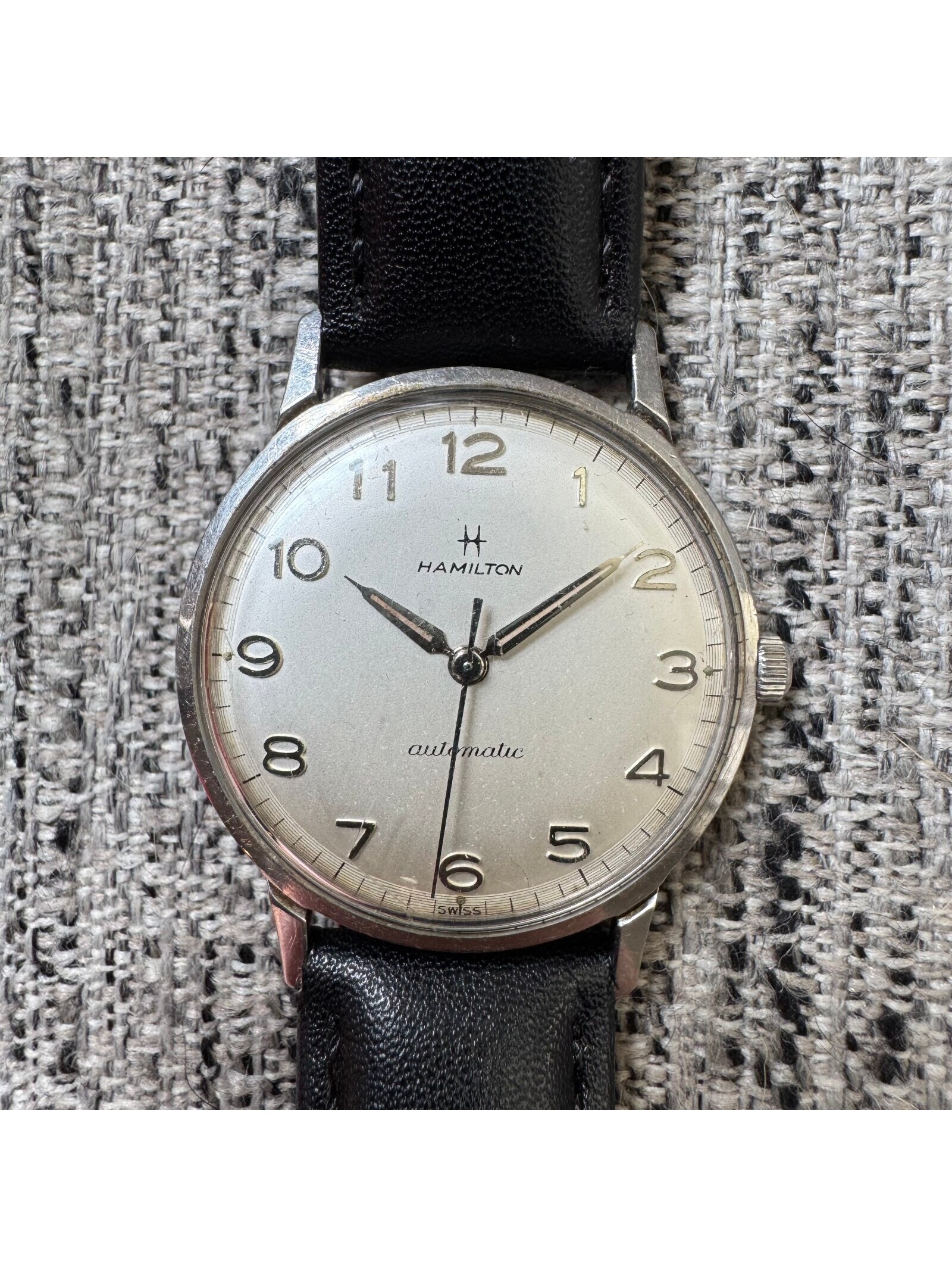 Vintage Hamilton Swiss Automatic Mens Watch Silver Dial Stainless Steel